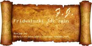 Fridvalszki Jázmin névjegykártya